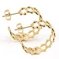 Minimalist 18K gold-plated titanium steel hoop earrings with hexagonal cutout design - 18K Gold / Gold