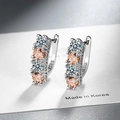 Macro di orecchini a cerchio in argento S925 con zirconi champagne e bianchi lucidi - Rame / Oro Bianco