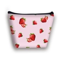 Neceser rosa con estampado de fresas y cremallera negra para niñas y estudiantes - Fresa