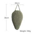 Green handmade woven hanging storage basket for fruit wall decor 20x36cm 130g - Green