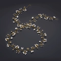 Elegant 1.5M bridal hair vine with white pearls and crystals on golden wire - 1m / Gold