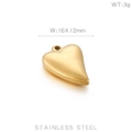 Golden heart-shaped stainless steel pendant 16x12mm for DIY jewelry making - Gold Stainless Steel Heart Charm (KLJ6794-Z)