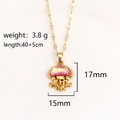 Gouden kwallen hanger ketting met iriserende roze steen en 40+5cm stalen ketting - Roze Kwal