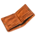 Internal view of brown leather wallet with card slots and a zipped coin pocket - Hand-brushed Orange
