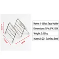 Stainless steel taco holder 10x6.5x4.5cm with non-slip pads for Mexican pancakes - 10x6.5x4.5cm (1-2 Slots)