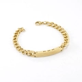 Pulsera de cadena cubana de acero inoxidable de 18K con placa rectangular grabada - Chapado en Oro de 18K/Acero Inoxidable / Dorado
