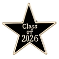 Schwarz-goldener sternförmiger Class of 2026 Abschluss-Emaille-Anstecker für Studenten - Fünfzackiger Stern Stil (C3450-1)