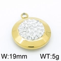 Ciondolo tondo in acciaio dorato 19mm con intarsio di cristalli scintillanti - Colore Oro (KLJ3595-Z)