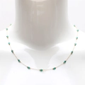 Minimalist 18K gold plated stainless steel necklace with blue crystal beads for women - 40+5cm / Green