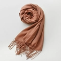 Elegante sciarpa rosa antico con trama in bambù, frange e tocco morbido cotone - Rosa Antico