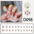 Pink press-on nails with 3D white bows, heart patterns, and polka dots, model D098 - D098 (Glue Type)