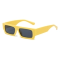 Retro rectangular sunglasses with a bright yellow frame and dark grey lenses for women - Yellow Frame Grey Lens