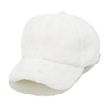 Detailed view of plush white faux rabbit fur texture on a classic baseball cap for winter - M(56-58cm) / Off White