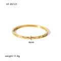 18k gold plated titanium steel bangle with 4mm width and white zircon inlay for women - 18K Gold / White Zirconia Style (HF-B5121)