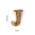 Natural birch wood letter J with bark and green moss for DIY Nordic home decoration - Letter J