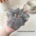 Silver grey metallic organza scrunchie hair tie, small size with 10cm diameter - 3# Grey - Small
