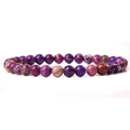Purple and pink natural stone 6mm bead elastic bracelet with unique mineral textures - Purple Imperial Stone