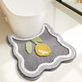U-shaped gray plush bathroom mat with colorful fruit pattern and white wavy border - Light Beam / Toilet Mat 50*55cm