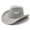 Detail of light gray suede cowboy hat showing fine stitching on the wide brim and crown - M(56-59CM) / Light Grey Suede