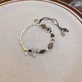 Détail d'un bracelet de style chinois vintage avec breloque Fu et perles de jade - Noir-Papillon (14#)