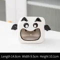 Ceramic white bat Halloween candle holder with black wings and detailed size info - Bat / White