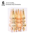 Set di 6 palline di Natale dorate a forma di goccia con strisce verticali in scatola chiara - Oro