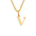 Collar minimalista de acero inoxidable dorado con colgante de letra V mayúscula - Letra V (Oro Rosa)