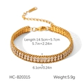 Detail of 18K gold stainless steel bracelet with double-row white zircons and dimensions - Double Row Diamond Style (HC-B20315)