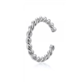 Polished silver C-shaped twisted rope ear cuff in a minimalist metallic thread design - 14(Single) Silver-Twisted Rope Texture