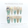 Handmade luxury press-on nails set with oversized rhinestones and blue glitter gradient - Extra Small (XS) / 1153 - Shattered Diamonds And Pure Desire