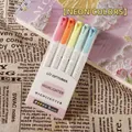 Lot de 5 surligneurs à double pointe aux tons pastel rose orange jaune menthe et bleu - Couleurs Fluorescentes (Lot de 5)