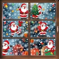 Christmas window decals with Santa Claus, snowflakes and festive ornaments on glass - 6 Pieces Combo Set 2