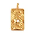 Golden Wheel of Fortune tarot pendant in polished copper with cubic zirconia inlay - 22. Wheel of Fortune