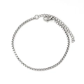Hypoallergenic 304 stainless steel round box chain bracelet in silver finish - Style 7 Silver Box Chain Bracelet (17+5cm)