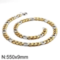 Collier chaîne NK 3:1 hip hop de 550mm avec maillons or et argent et fermoir - 9mm Bicolore