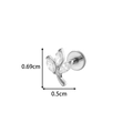 Silver G23 Titanium three-leaf labret stud with clear zircon stones 0.69x0.5cm - Triple Leaf Zirconia Style (T2559-4) / Silver
