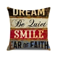 Vintage industrial style square pillowcase with Dream and Smile typography design - Style 16/SMILE / 45cmx45cm