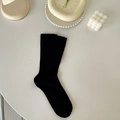 Calcetines clásicos negros de punto acanalado a media pantorrilla para mujer, estilo - Talla única / Negro