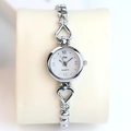 Elegante orologio al quarzo argento da donna con bracciale a cuore e dettagli in strass - Cinturino Argento Quadrante Bianco