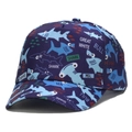 Casquette de baseball enfant bleu marine avec imprimé intégral de requins de dessin animé - Typographie Requin Bleu Marine