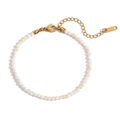 Elegant 18K gold-plated anklet with white translucent natural stone beads and lobster clasp - White Jade