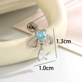 Silver bow cartilage stud with light blue heart zircon and teardrop gemstone accents - Heart Teardrop Gem Style (A622-5#)