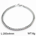 Bracciale a catena cubana in acciaio inossidabile argento, 200x4mm con chiusura a moschettone - 4mm Colore Acciaio