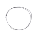 Verstelbare S925 zilveren armband met grijs gevlochten koord en minimalistische kralen - Grijsgroen