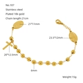 18k vergulde roestvrijstalen kralenarmband met kruis- en maagd maria hangers - Maagd Maria Dubbele Hanger Stijl (107)