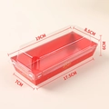 Red rectangular sandwich box with transparent lid and birthday greeting text - Large Rectangular Red Happy Everyday
