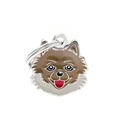 Pomeranian dog charm pendant with brown white enamel finish and double ring connector - 49 Pomeranian