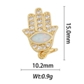 Golden Hamsa pendant with opal and diamonds, dimensions 15.0mm by 10.2mm and weight 0.9g - DZ-1393 Hamsa Hand Opal
