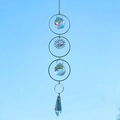 Star and moon crystal suncatcher with metal rings and rainbow prisms for window decor - QHMA3351 Silver Crystal Hanging Decor
