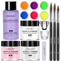 Set per unghie acriliche professionale con liquido monomero, polveri, pennelli e strumenti - ZH195-2 (Set da 15 pezzi)